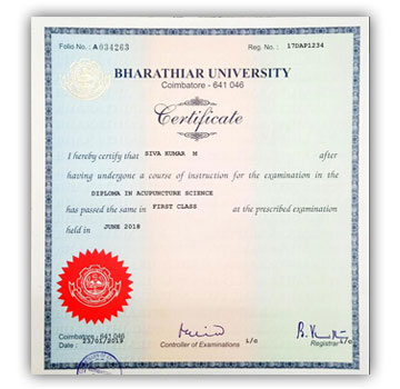 Certificate of Acupuncuture